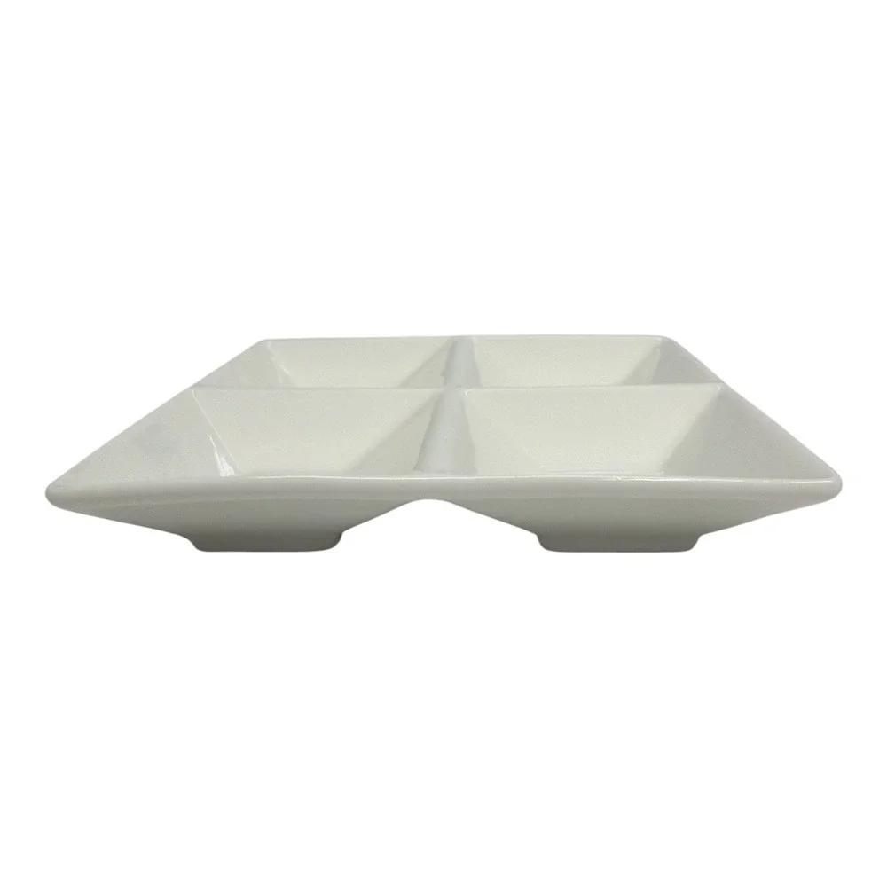 World Market Tasting Ceramic Square Serving Trays 4 Compartments EUC